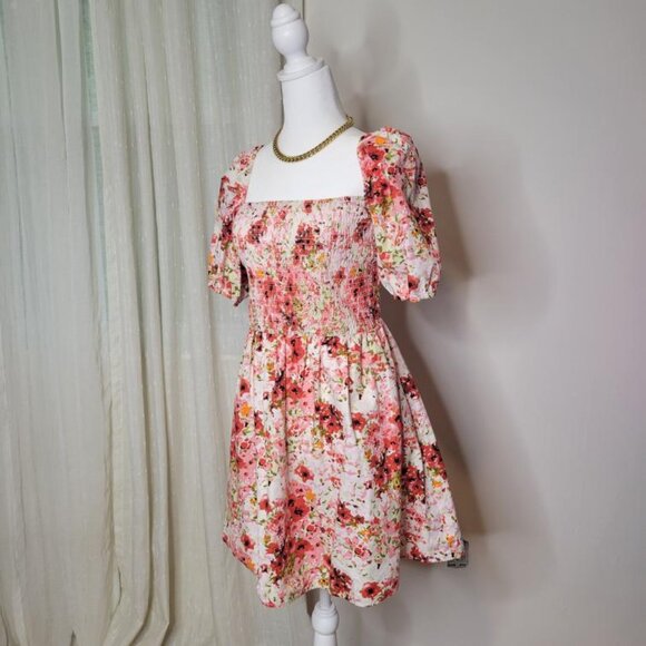 Puffy Sleeve Dress FLORAL - Picture 2 of 10